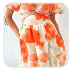 Vibrant Orange and White Floral Dress - Billy J
